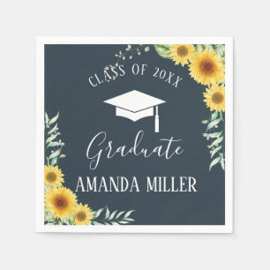 Serviette En Papier Sunflowers Graduation Party bleu serviettes en pap