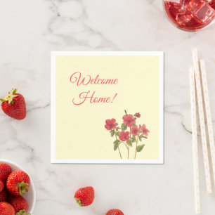 Serviette En Papier Sunny Yellow and Pink Fleurs sauvages Accueil