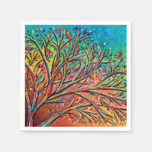 Serviette En Papier Sunrise Treetop Birds II