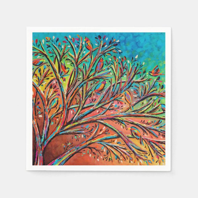 Serviette En Papier Sunrise Treetop Birds II (Devant)