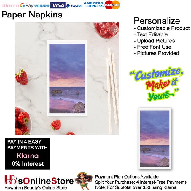 Serviette En Papier Sunset Beach Guest Towel Paper Napkins 13 (Sunset Beach Tables Kitchen Restaurant Decor Paper Guest Towels 13.)