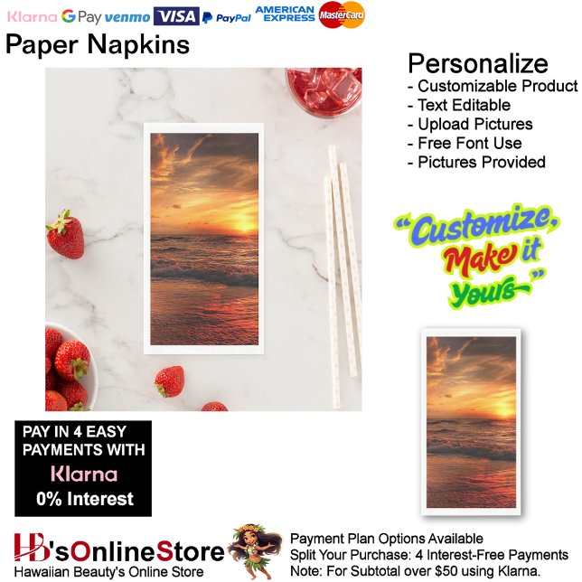 Serviette En Papier Sunset Beach Guest Towel Paper Napkins 17 (Sunset Beach Tables Kitchen Restaurant Decor Paper Guest Towels 17.)