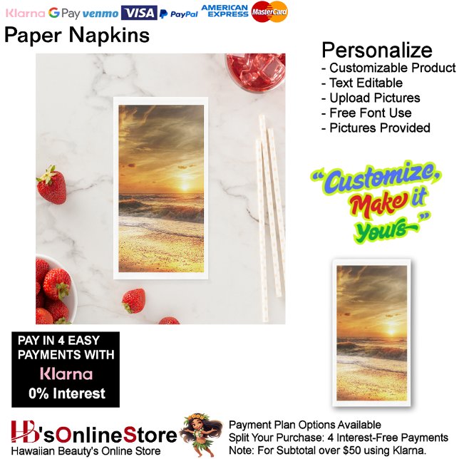 Serviette En Papier Sunset Beach Guest Towel Paper Napkins 18 (Sunset Beach Tables Kitchen Restaurant Decor Paper Guest Towels 18.)