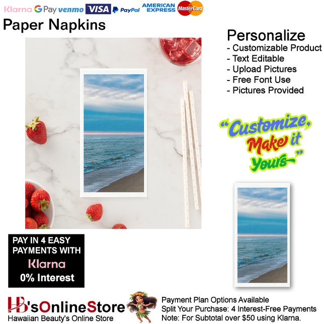 Serviette En Papier Sunset Beach Guest Towel Paper Napkins 23 (Sunset Beach Tables Kitchen Restaurant Decor Paper Guest Towels 23.)