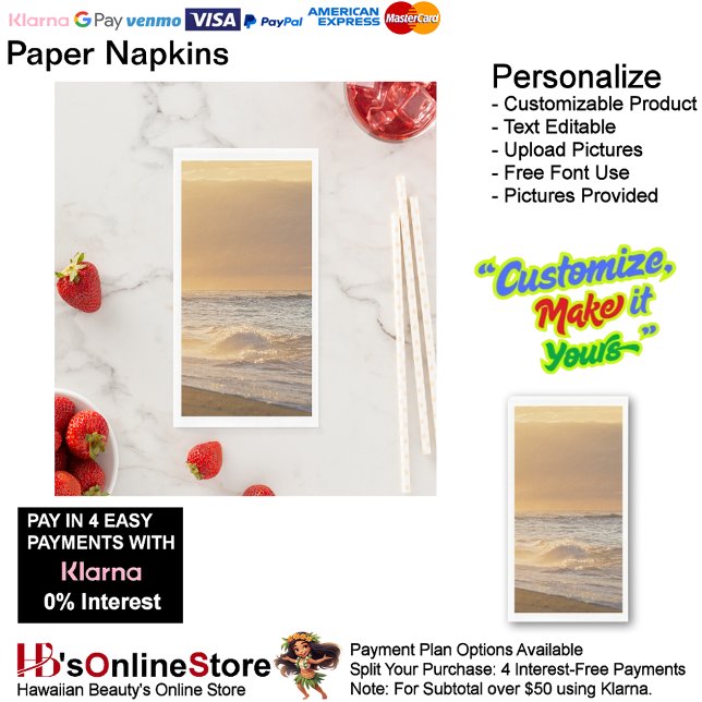 Serviette En Papier Sunset Beach Guest Towel Paper Napkins 24 (Sunset Beach Tables Kitchen Restaurant Decor Paper Guest Towels 24.)