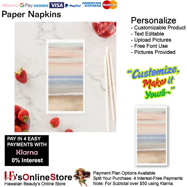 Serviette En Papier Sunset Beach Guest Towel Paper Napkins 25 (Sunset Beach Tables Kitchen Restaurant Decor Paper Guest Towels 25.)