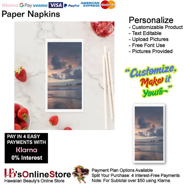 Serviette En Papier Sunset Beach Guest Towel Paper Napkins 26 (Sunset Beach Tables Kitchen Restaurant Decor Paper Guest Towels 26.)