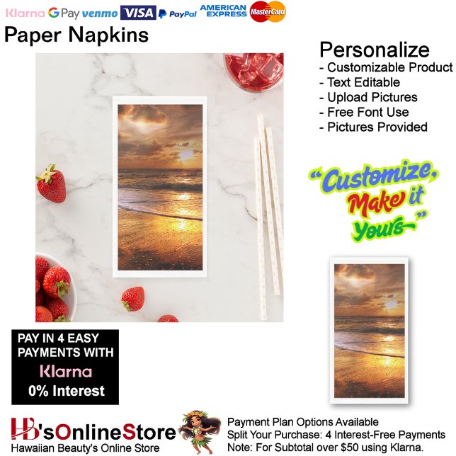 Serviette En Papier Sunset Beach Guest Towel Paper Napkins 44 (Sunset Beach Tables Kitchen Restaurant Decor Paper Guest Towels 44.)