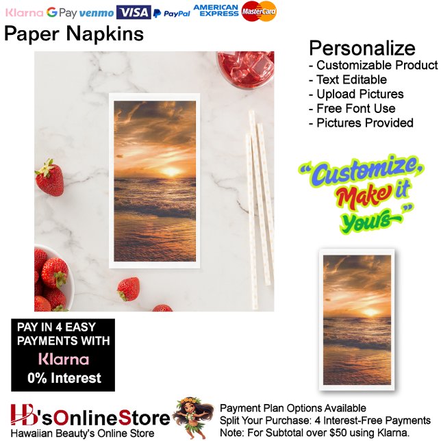 Serviette En Papier Sunset Beach Guest Towel Paper Napkins 45 (Sunset Beach Tables Kitchen Restaurant Decor Paper Guest Towels 45.)