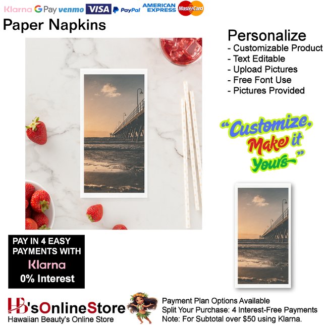 Serviette En Papier Sunset Beach Guest Towel Paper Napkins 51 (Sunset Beach Tables Kitchen Restaurant Decor Paper Guest Towels 51.)