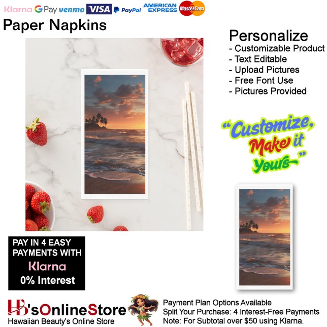 Serviette En Papier Sunset Beach Guest Towest Papier de serviette serv (Sunset Beach Tables Kitchen Restaurant Decor Paper Guest Towels 3.)