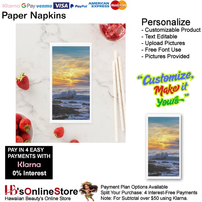 Serviette En Papier Sunset Beach Livre de serviettes d'hôtes Naples 33 (Sunset Beach Tables Kitchen Restaurant Decor Paper Guest Towels 33.)
