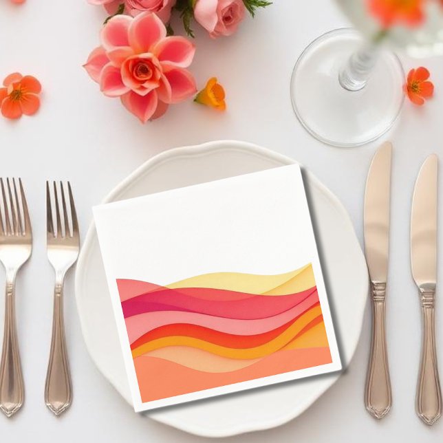 Serviette En Papier Sunset Color Waves Modern Wedding (Sunset Color Waves Modern Wedding Napkins )