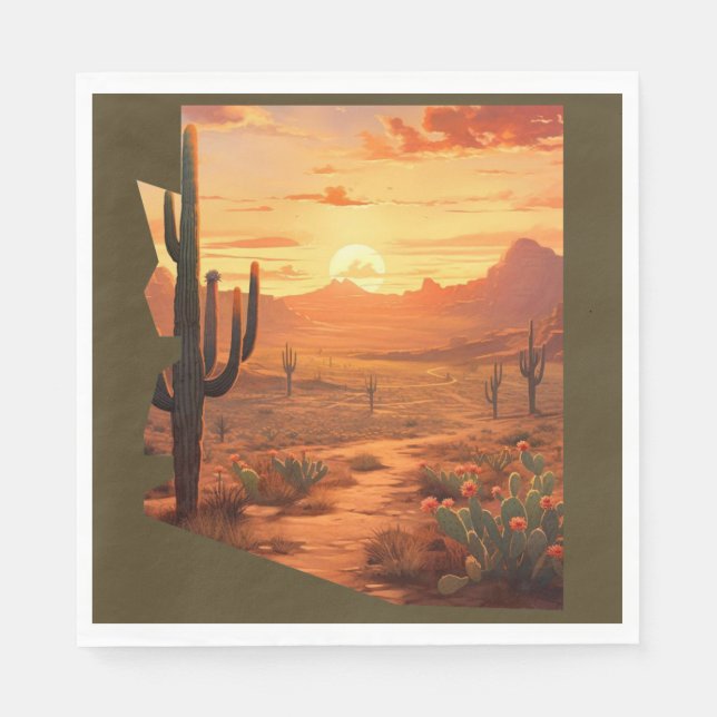 Serviette En Papier Sunset Desert Arizona State (Devant)