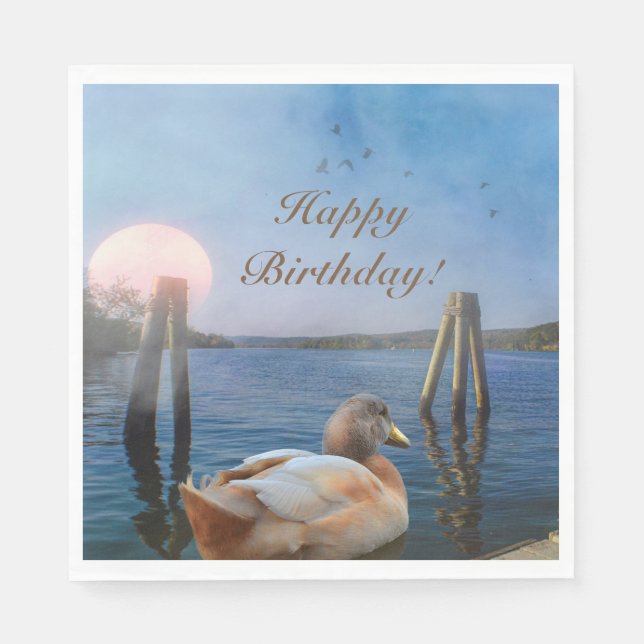 Serviette En Papier Sunset Duck Joyeux anniversaire (Devant)
