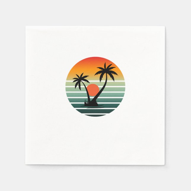 Serviette En Papier Sunset Paradise - Vibes de plage tropicales (Devant)