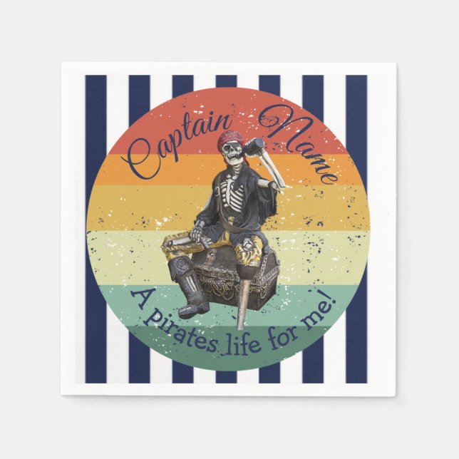 Serviette En Papier Sunset Skeleton Rum Party Pirate (Devant)