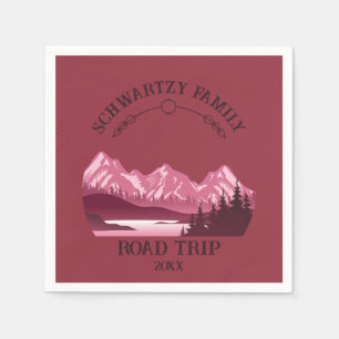 Serviette En Papier Sunset vintage Red Mountain Lake