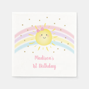 Serviette En Papier Sunshine Arc-en-ciel rose or Pastel Anniversaire