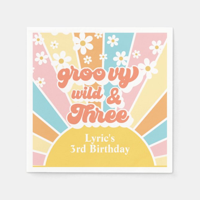 Serviette En Papier Sunshine Retro daisy 3e anniversaire (Devant)