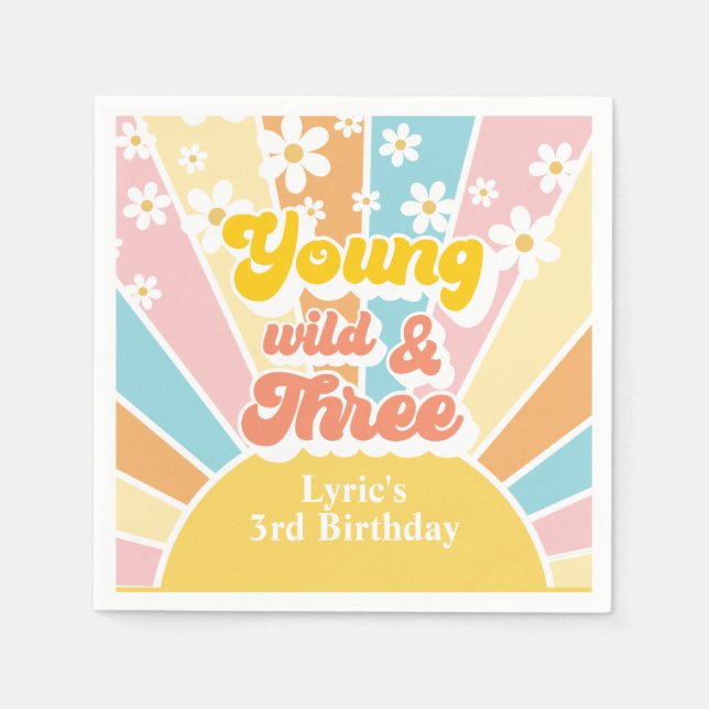 Serviette En Papier Sunshine Retro daisy 3e anniversaire (Devant)