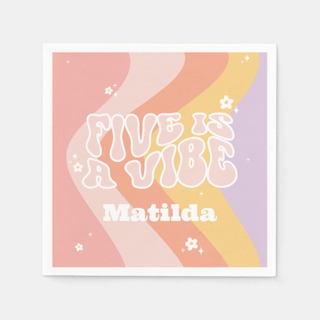 Serviette En Papier super arc-en-ciel 5 est un cool de marguerite rétr (Devant)