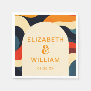 Serviette En Papier Super Coloré Retro Wavy Boho Mariage Photo