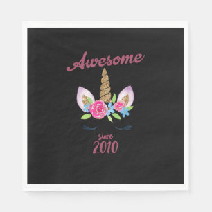 Serviette En Papier Super depuis 2010 Unicorn Anniversaire T-Shirt Cut