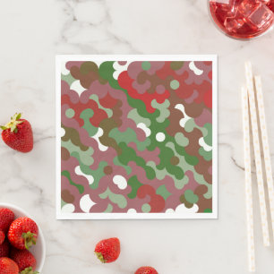 Serviette En Papier Super Funky Retro Boho Rouge et Vert Noël
