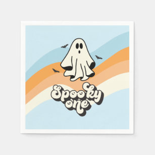 Serviette En Papier super Ghost retro Halloween Éffrayant One Blue