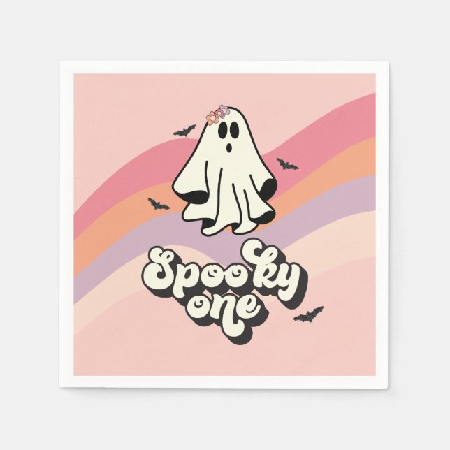 Serviette En Papier super Ghost retro Halloween Éffrayant Un Anniversa (Devant)