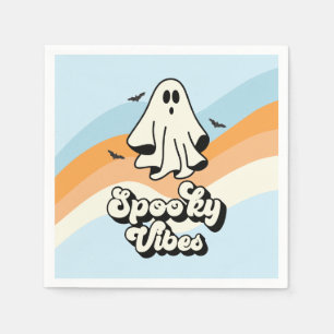 Serviette En Papier super Ghost retro Halloween Éffrayant Vibes Bleues