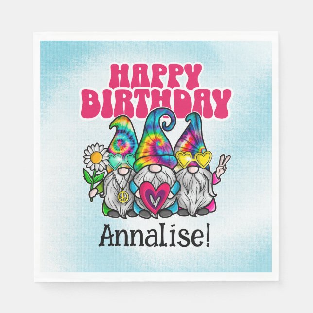 Serviette En Papier Super Gnomes Rainbow Tie Dye fête d'anniversaire (Devant)