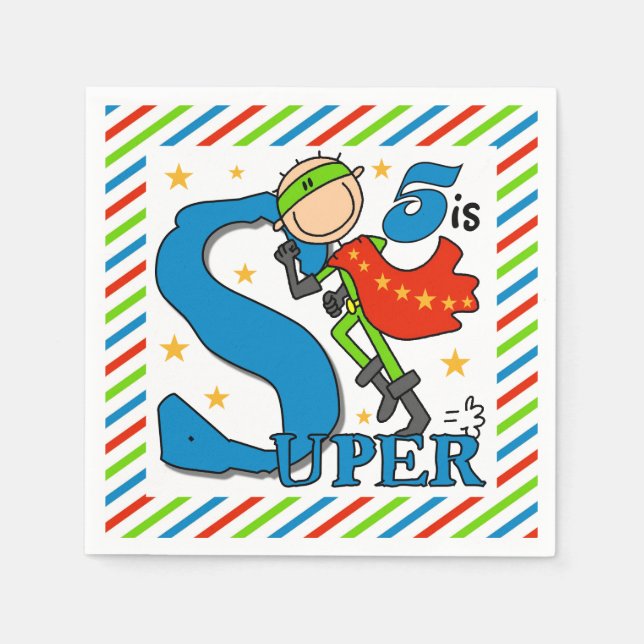 Serviette En Papier Super Hero Boy 5Anniversaire Papier Napkins (Devant)