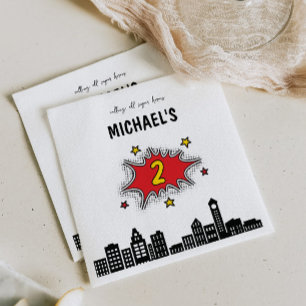 Serviette En Papier Super-héros dynamique 2e anniversaire