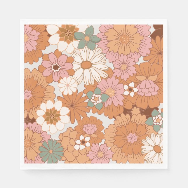 Serviette En Papier Super les années 70 Hippie Baby shower Floral serv (Devant)