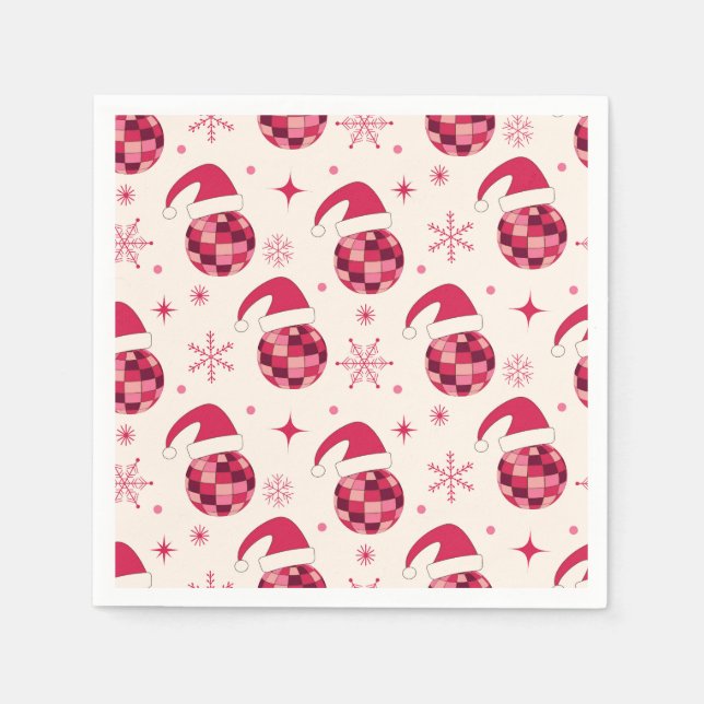 Serviette En Papier Super Noël Père Noël Disco Balls Motif (Devant)