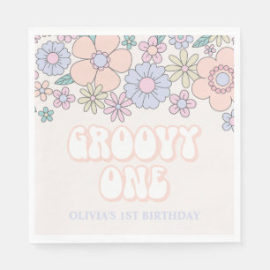 Serviette En Papier Super One Retro pastel Floral 1er anniversaire
