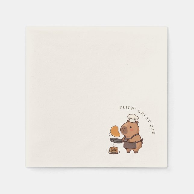 Serviette En Papier Super Papa 'Flipin' Incroyable' Chef Capybara Mign (Devant)