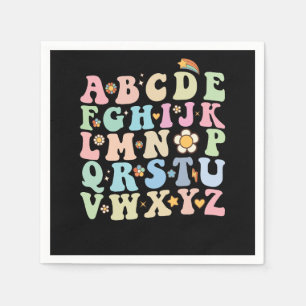 Serviette En Papier Super PrK Kindergarten Alphabet ABC Retro