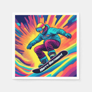 Serviette En Papier Super Psychédélique Ado Snowboarder Anniversaire
