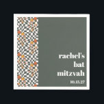 Serviette En Papier Super Retro Green Champignons Bat mitzvah personna<br><div class="desc">Champignons verts super Retro Bat mitzvah personnalisés</div>