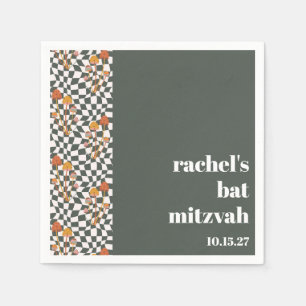 Serviette En Papier Super Retro Green Champignons Bat mitzvah personna