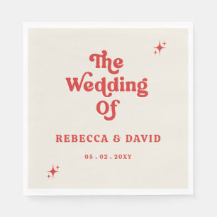 Serviette En Papier Super rétro les années 70 jolie Mariage rouge ivoi