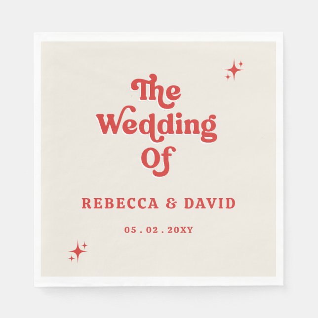 Serviette En Papier Super rétro les années 70 jolie Mariage rouge ivoi (Devant)