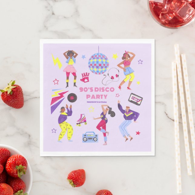 Serviette En Papier Super Roller Disco Purple Party Millennial Retro (En situation)