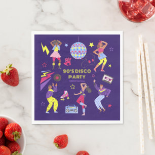 Serviette En Papier Super Roller Disco Purple Party Millennial Retro