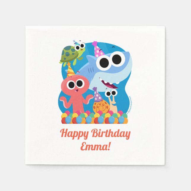 Serviette En Papier Super simple | Finny Shark Confetti Anniversaire (Devant)