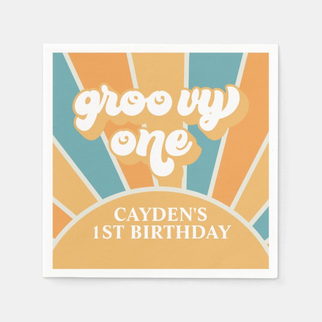 Serviette En Papier Super Un Retro Sunshine Boy Papier d'anniversaire (Devant)