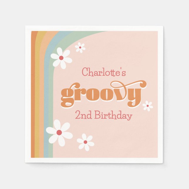 Serviette En Papier Super White Daisies Girl's 2nd Birthday Party (Devant)